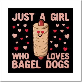 Just a Girl Who Loves Bagel Dogs - Kawaii Bagel Dog Posters and Art